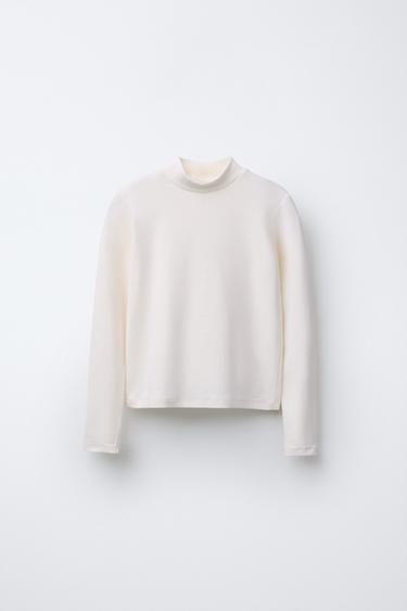 T-SHIRT TOP EN MAILLE BIMATIÈRE - Beige de Zara - Image 1