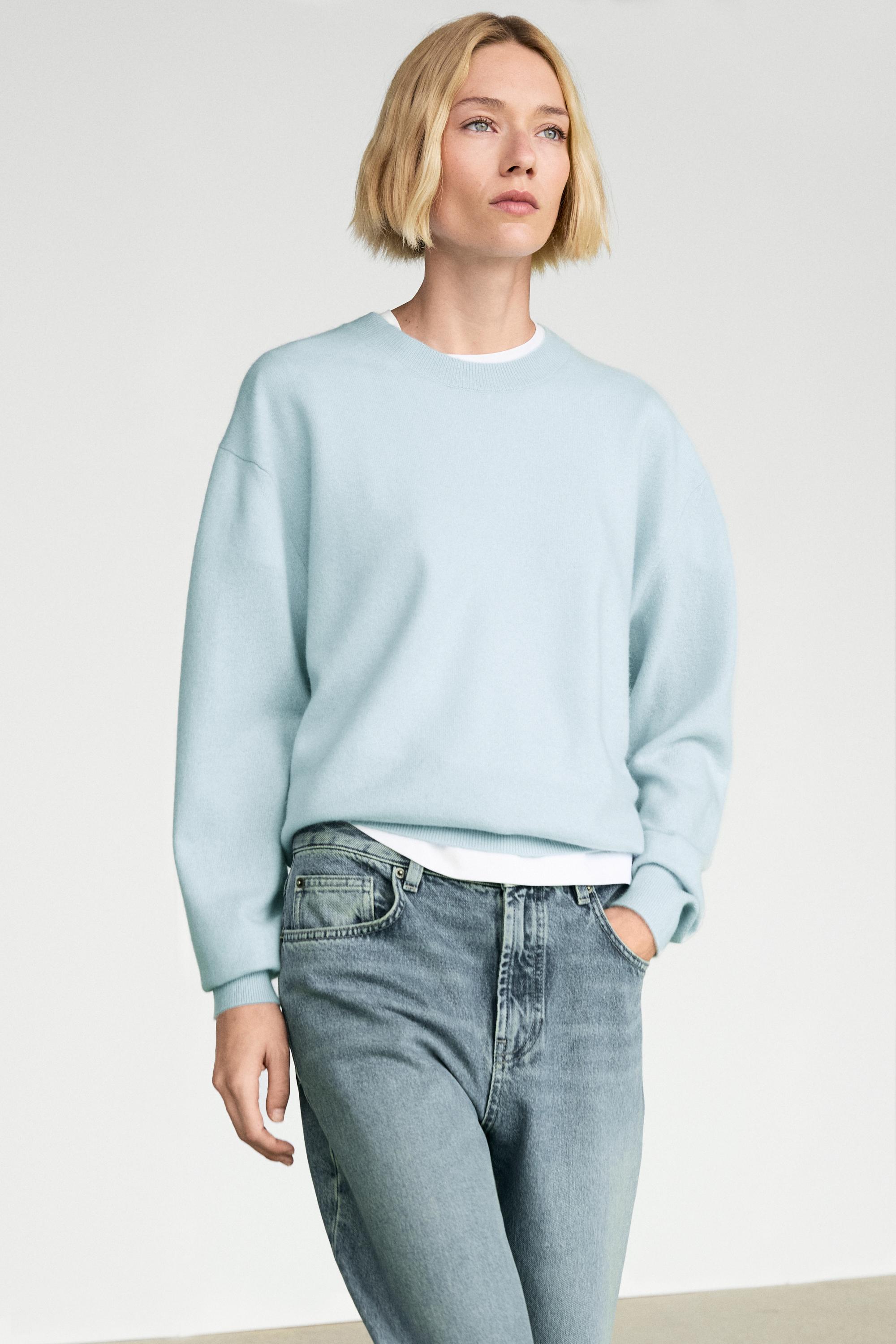 100% cashmere long sleeve sweater — cheetah