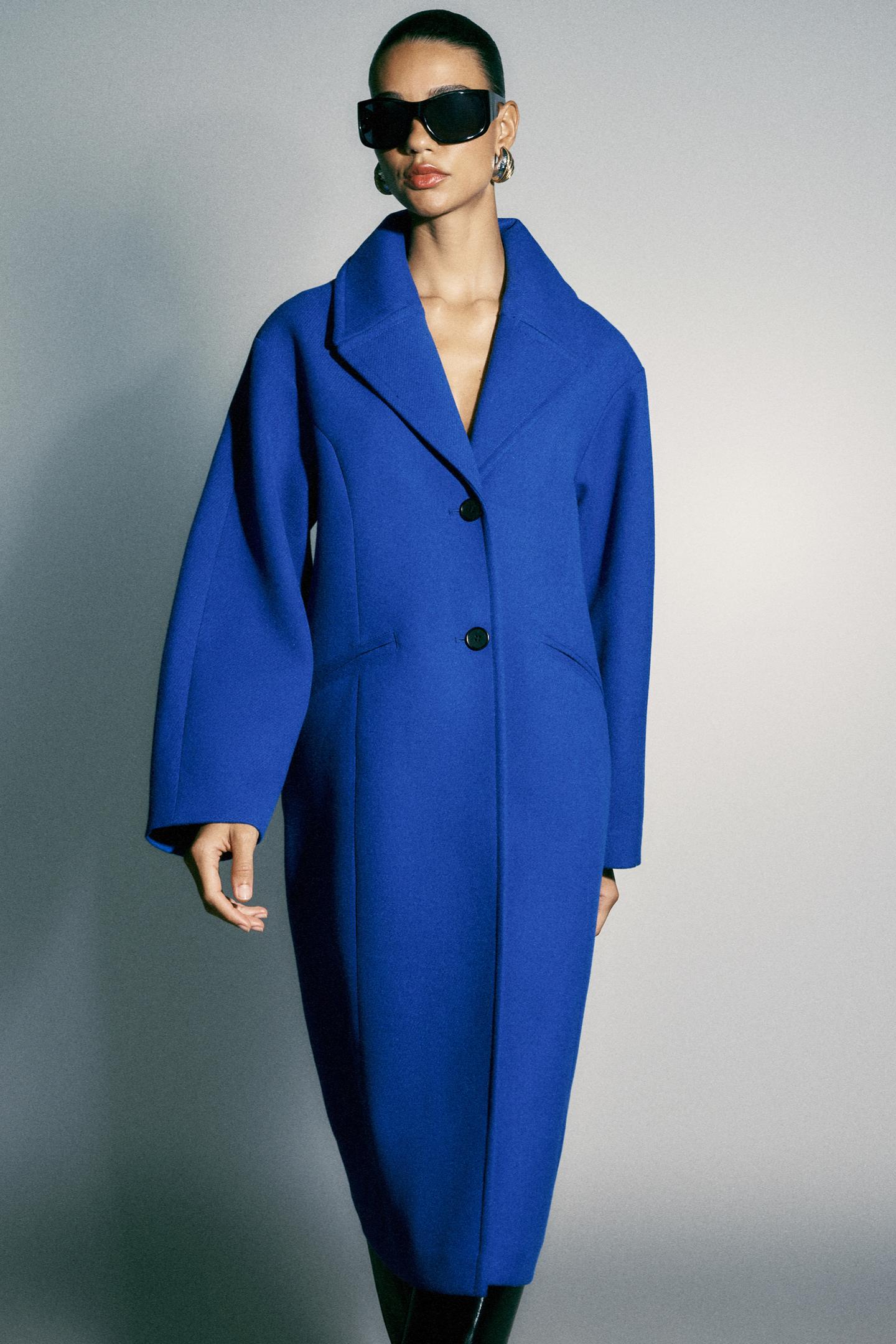 Женское пальто Zara Oversized Dropped Shoulder, цвет: Голубоватый — фото 7