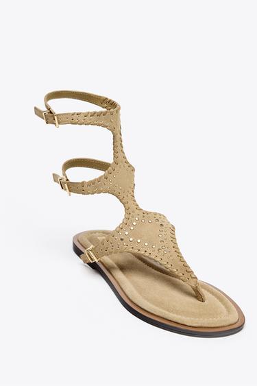 DOUBLE SUEDE ANKLE STRAP SANDALS - Sand Brown by Zara - Image 2
