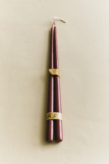 Zara SET OF THIN CANDLES (SET OF 2) - Terracotta