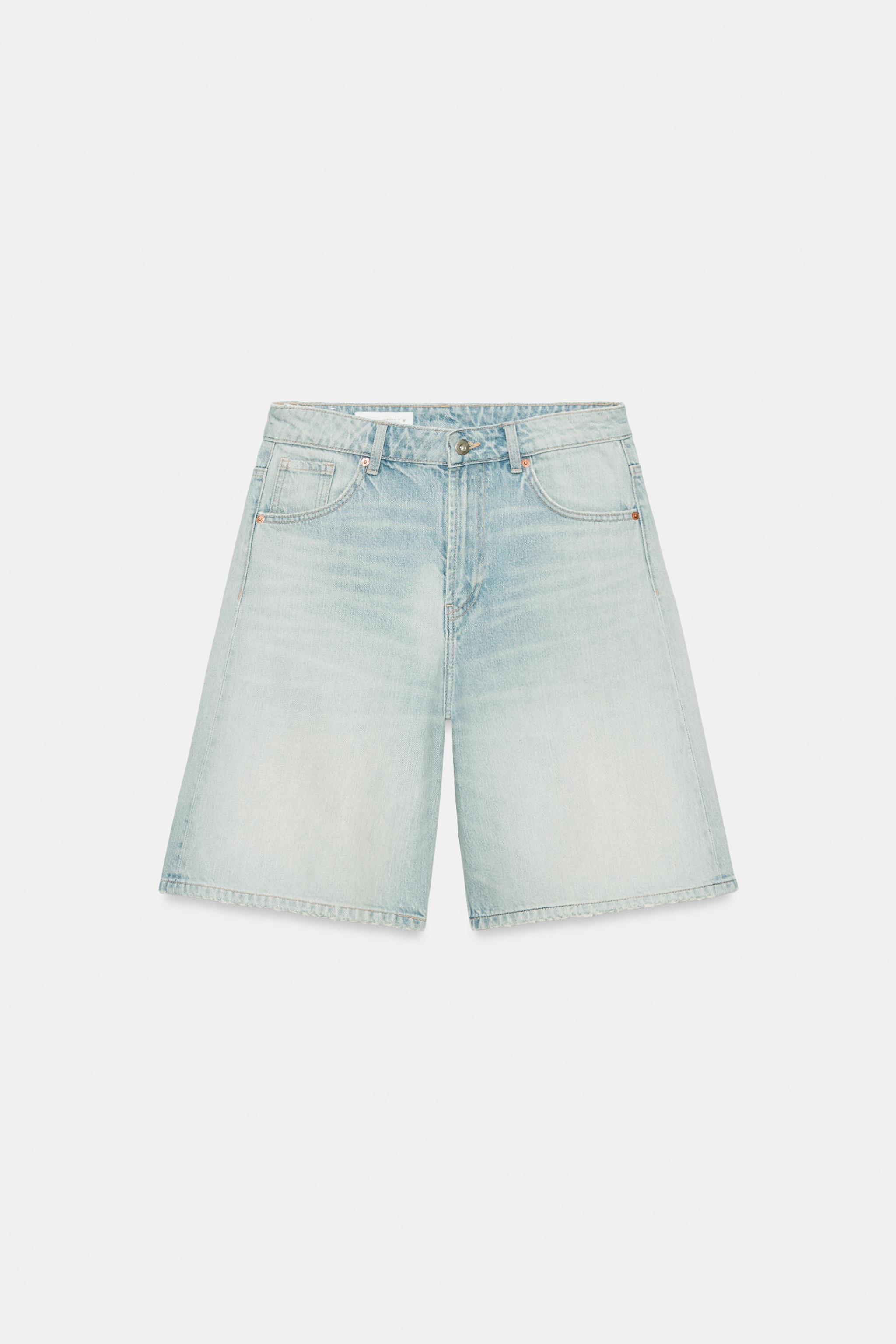 Zara TRF ORTA BEL BAGGY DENIM BERMUDA görsel 3