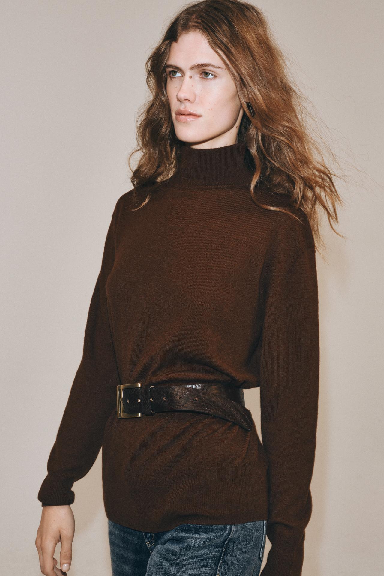 100% EXTRA SOFT WOOL SWEATER — Brown