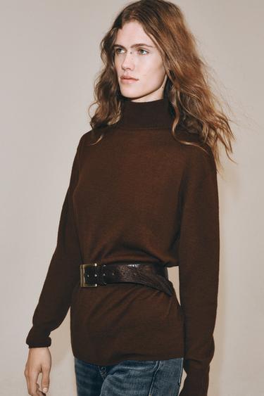 100% EXTRA SOFT WOOL SWEATER — Brown 2