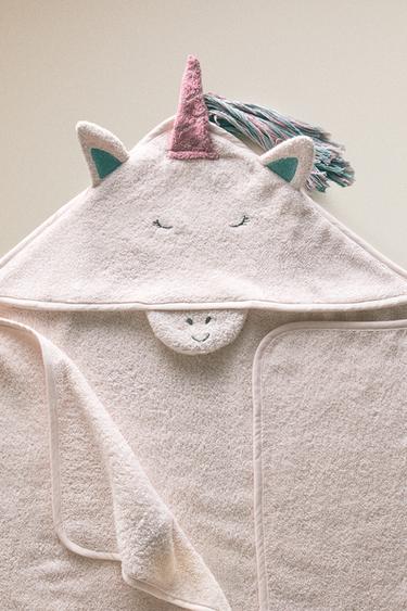 HOODED UNICORN BATH TOWEL - Pink by Zara