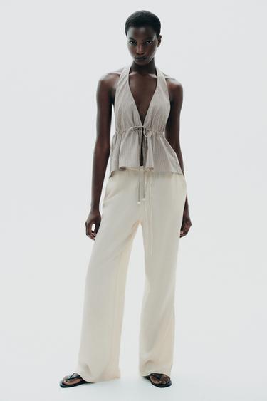 TEXTURED TROUSERS - Ivory by Zara