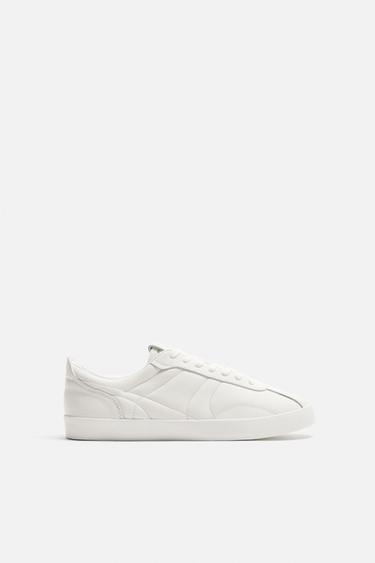 PADDED LEATHER TRAINERS - White by Zara