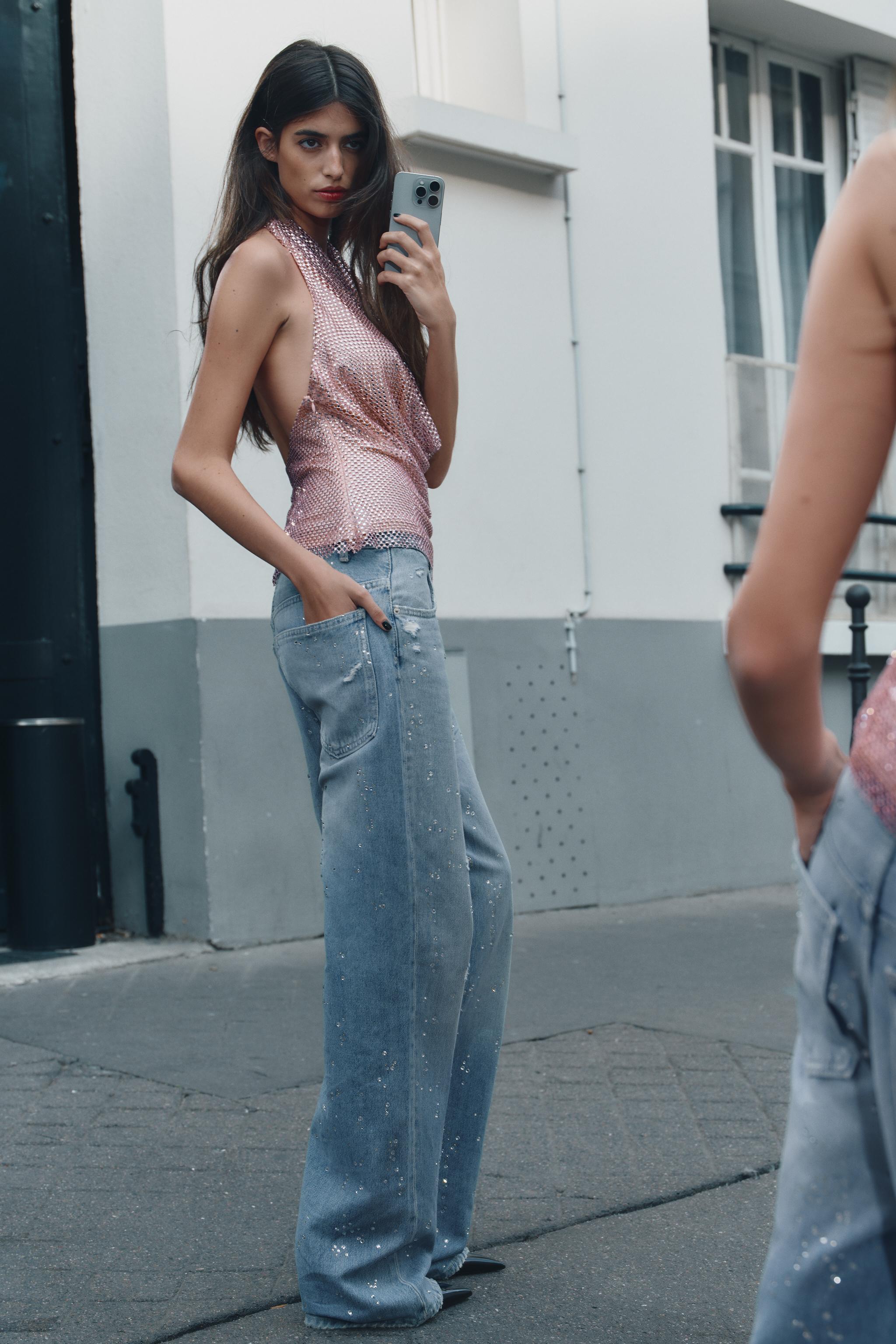 あき RED HALTER SHINY TOP - Pink | ZARA United States