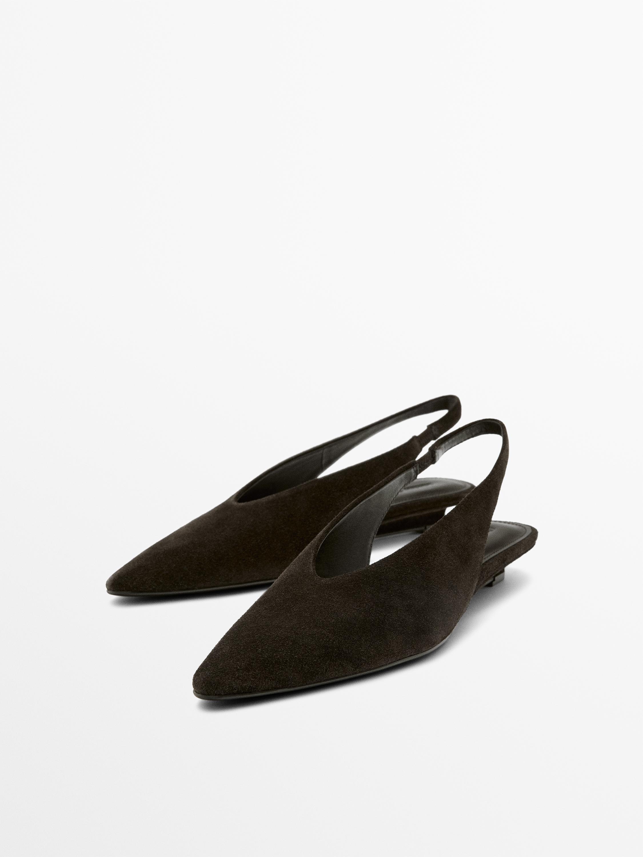 Split suede leather slingback shoes