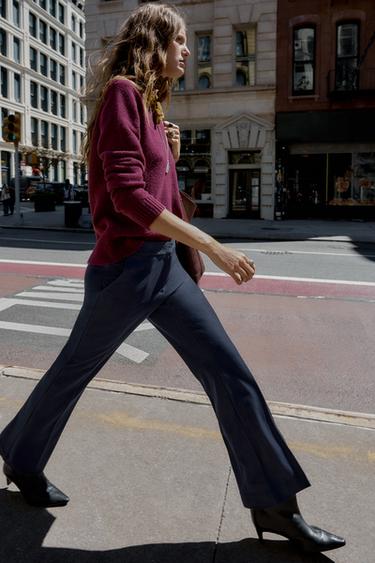 STRAIGHT-LEG TROUSERS - Navy blue by Zara - Image 2