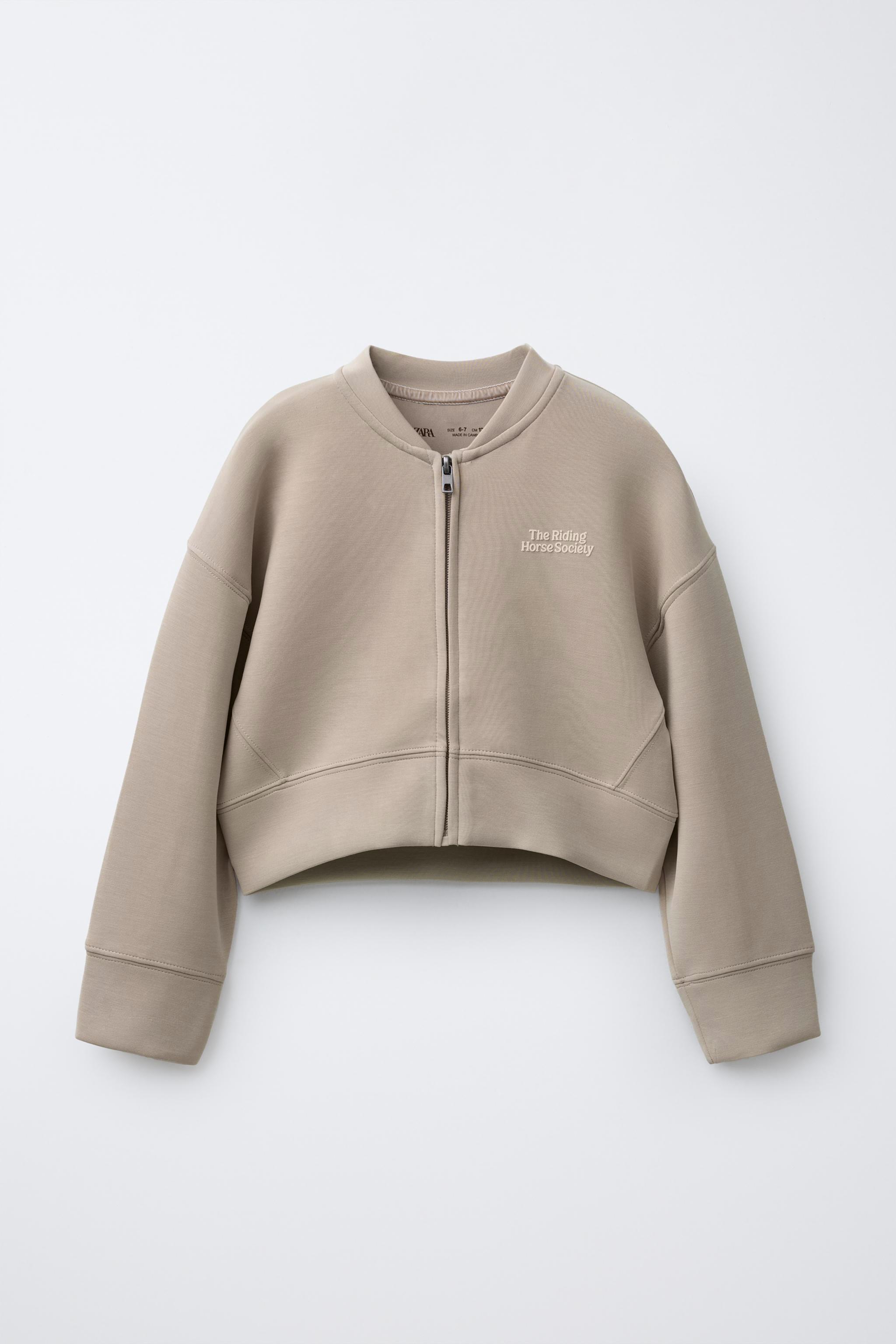 ⍨⃝ * RAISED TEXT SWEATSHIRT - Stone | ZARA Canada