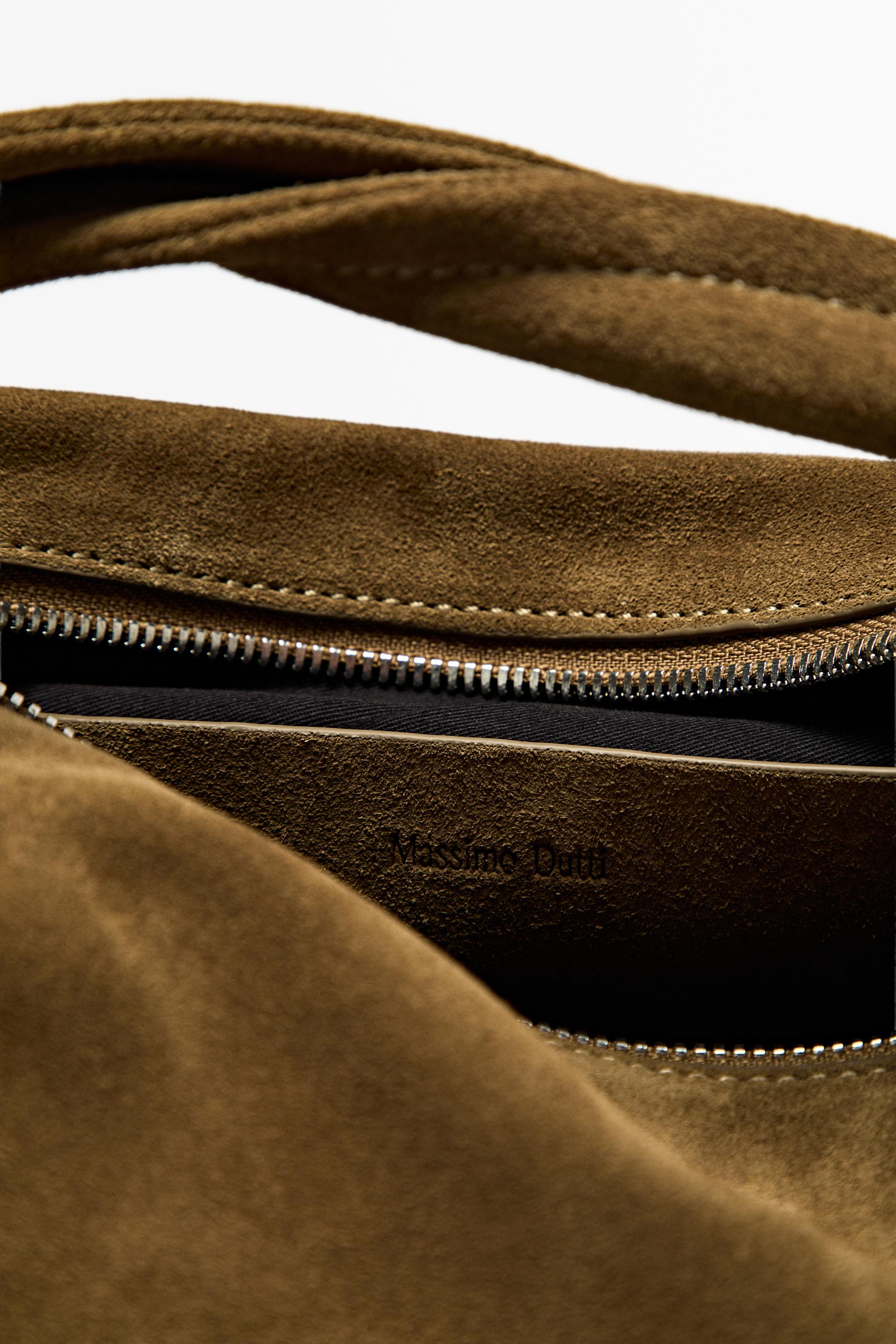 Split suede leather crossbody bag