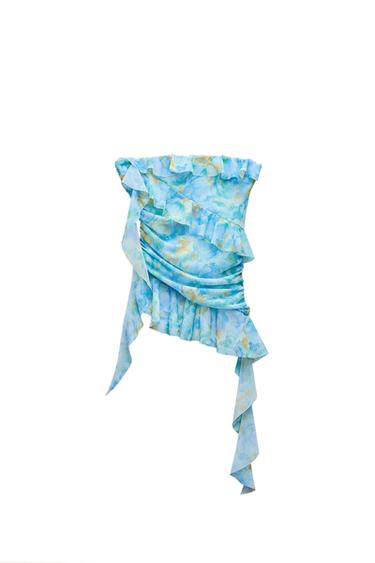 PRINTED TULLE BANDEAU TOP
