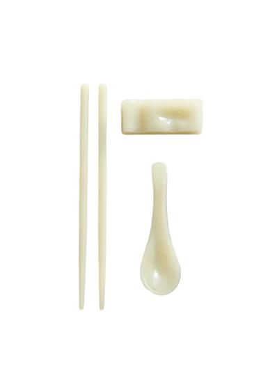 CHOPSTICK, SPOON AND HOLDER SET (SET OF 3) - Yellow by Zara
