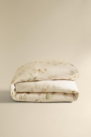 HOUSSE DE COUETTE SATIN IMPRIMÉ FEUILLES - Écru de Zara - Image 4
