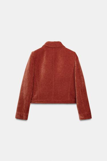 VELVET JACKET WITH SHOULDER PADS - Burnt orange by Zara - Image 7