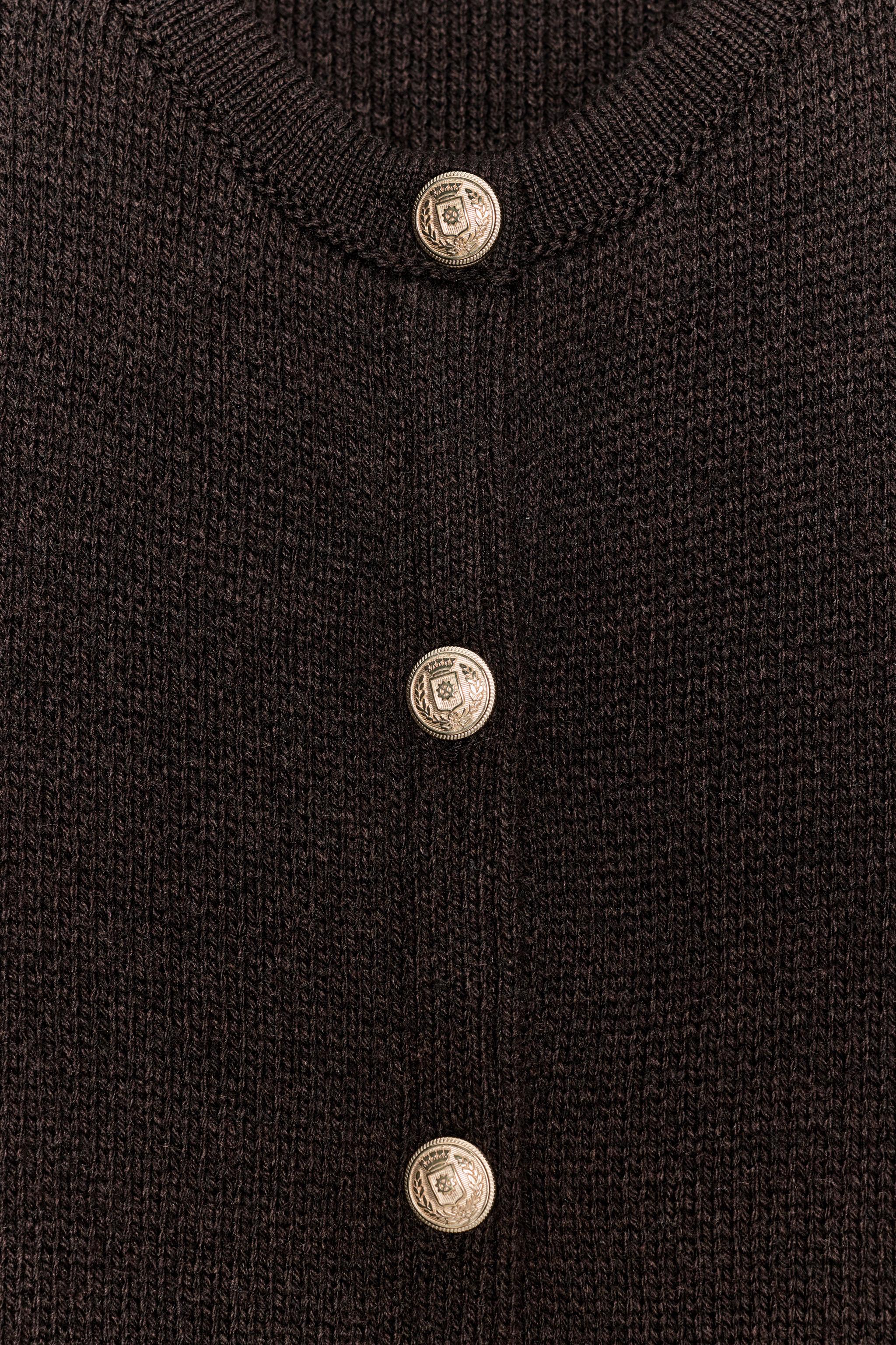GOLDEN BUTTON KNIT CARDIGAN - Brown | ZARA Canada