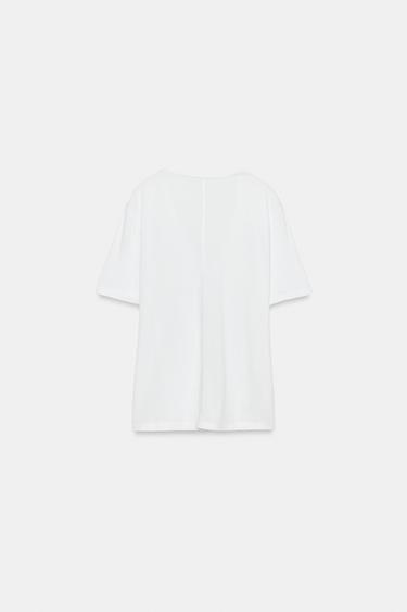 T-SHIRT FLUIDE COL EN V - Blanc de Zara - Image 6