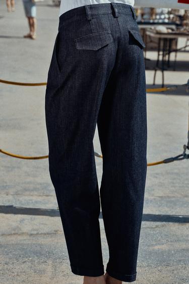 TURN-UP HEM CHINO TROUSERS - Indigo by Zara - Image 4