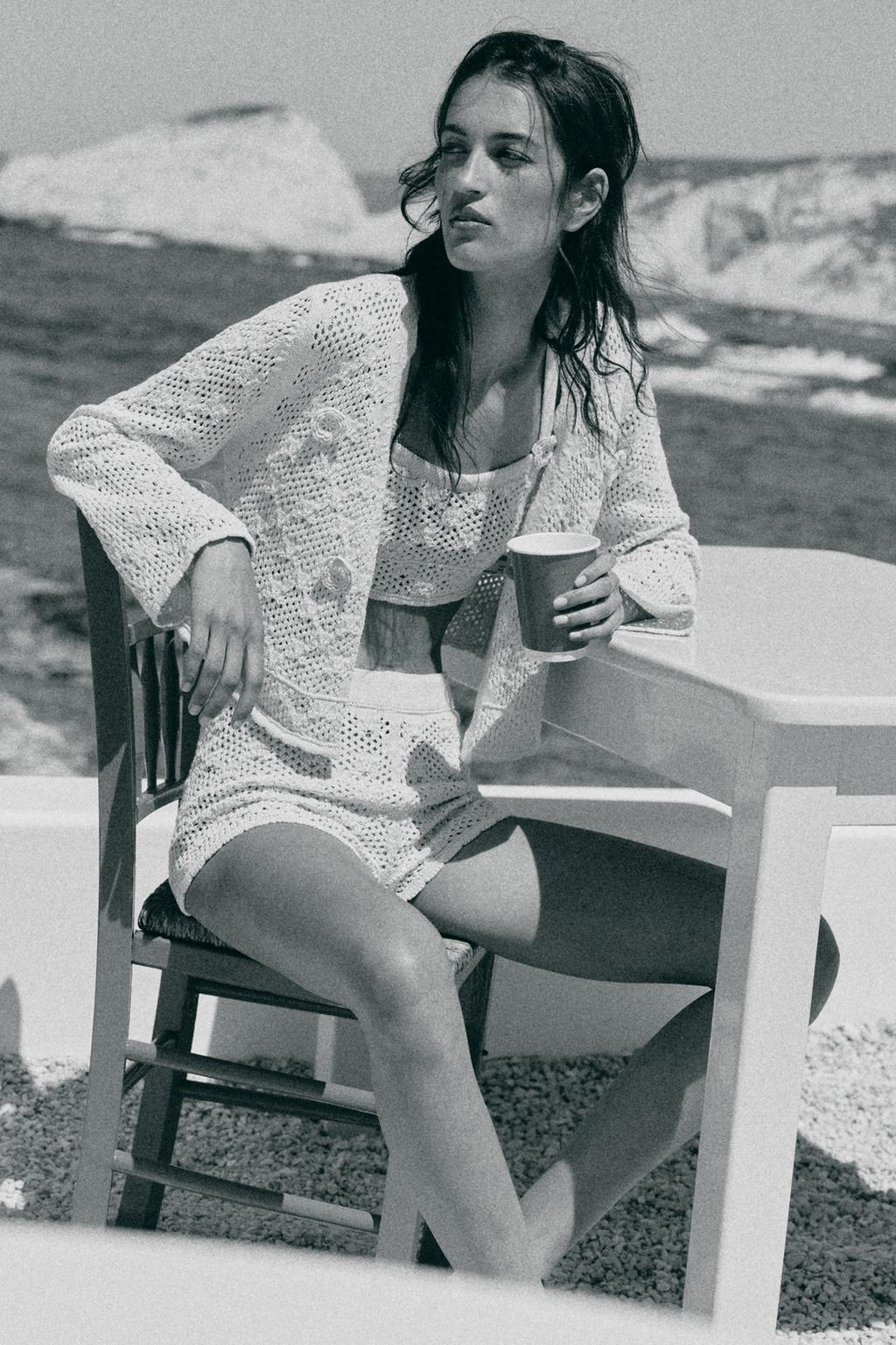 POINTELLE FLORAL CARDIGAN