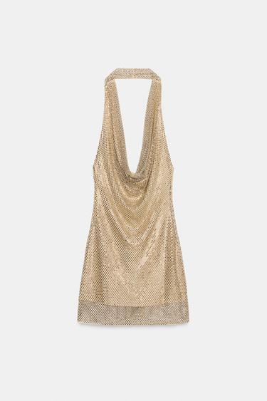 SPARKLY HALTERNECK DRESS - Golden by Zara - Image 5