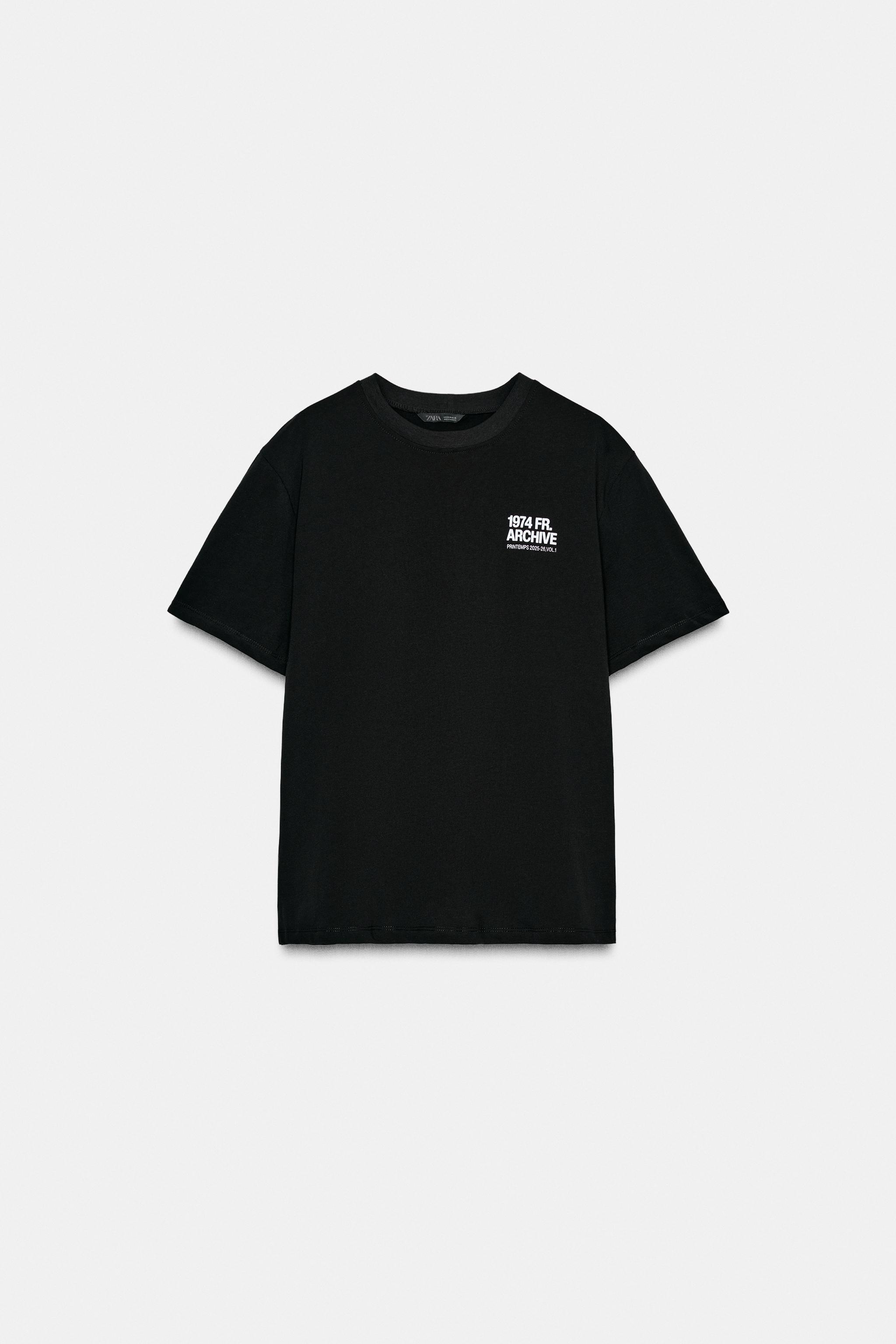 CONTRAST TEXT T-SHIRT - Black | ZARA Canada