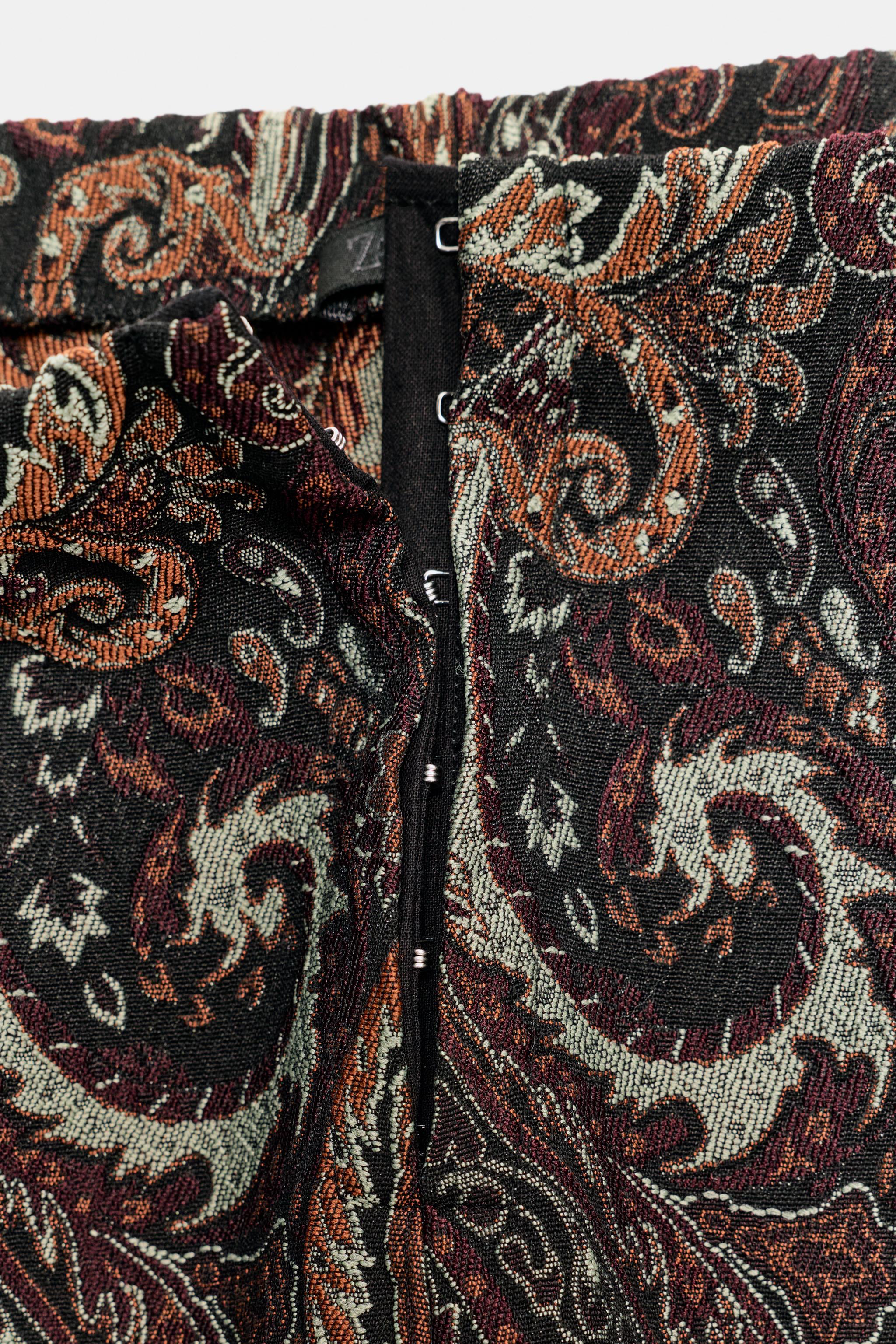 Женские брюки Zara JACQUARD FLARE TROUSERS — фото 9