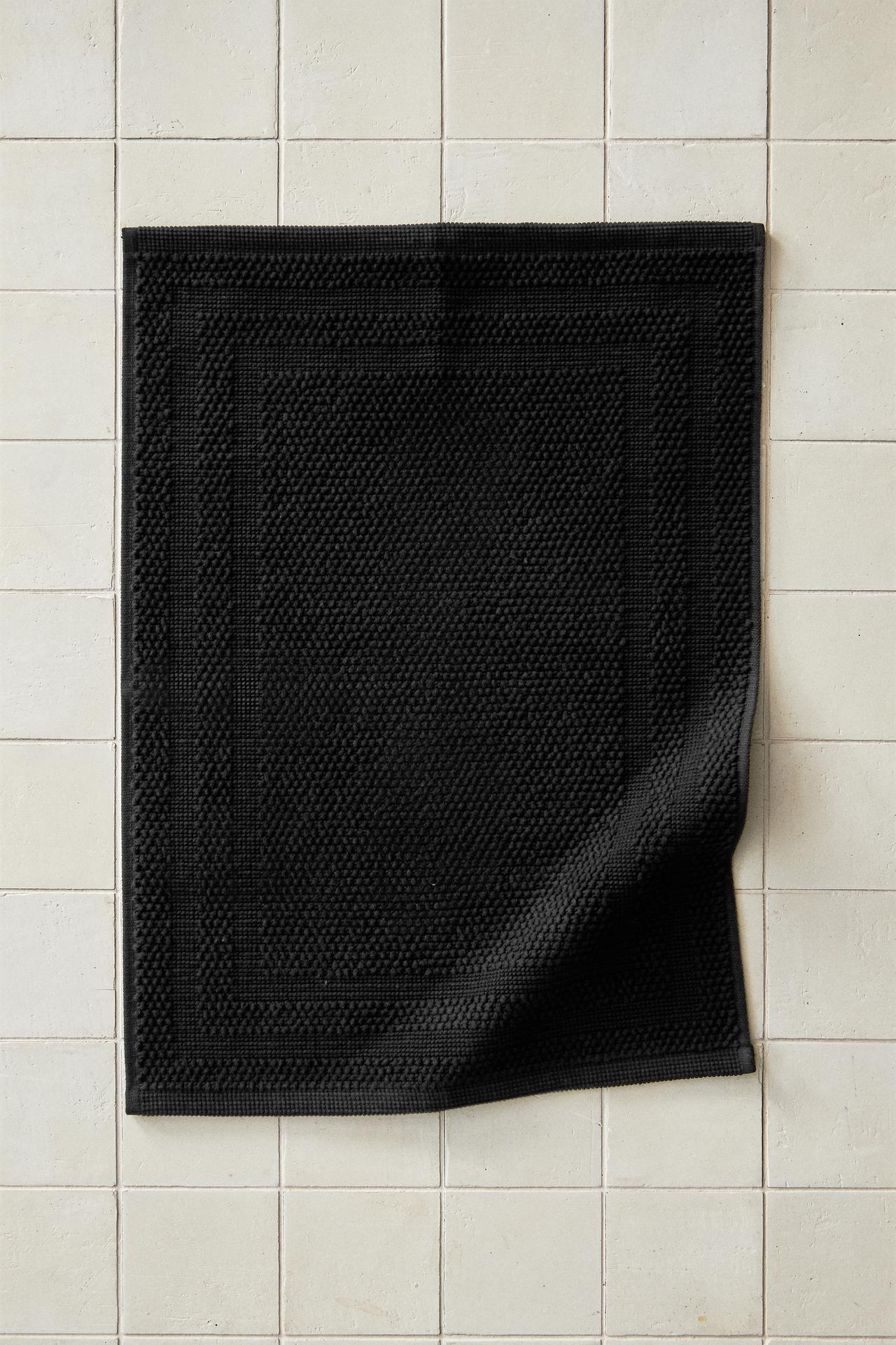 COTTON BATH MAT — Black