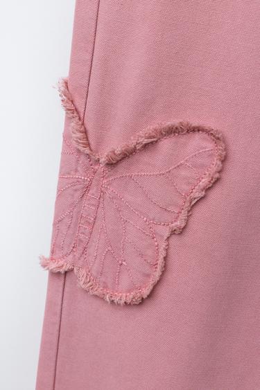 WIDE-LEG JEANS WITH EMBROIDERED BUTTERFLIES - Fuchsia by Zara - Image 2