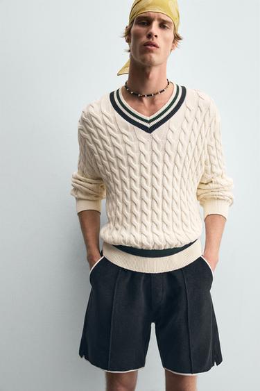 CONTRAST TOWELLING BERMUDA SHORTS - Navy blue by Zara