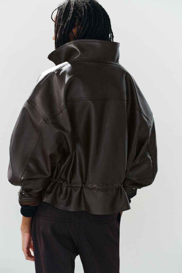 Chaqueta de efecto cuero con cintura ajustable 3
