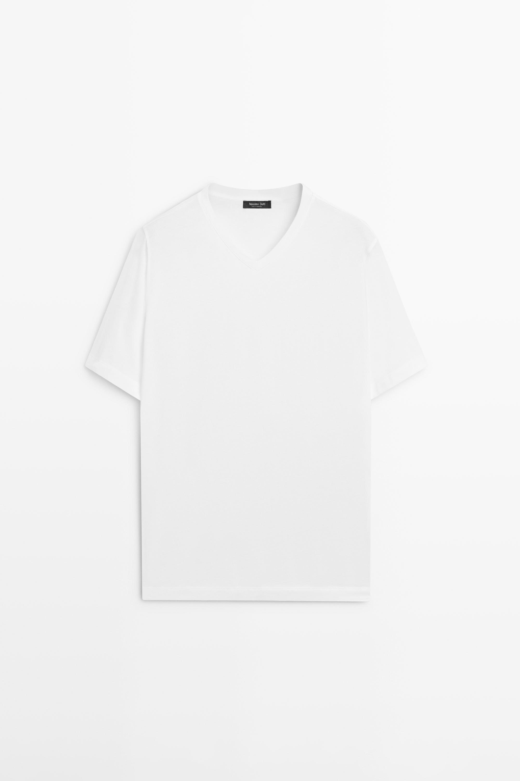100% cotton V-neck T-shirt