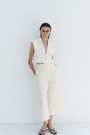 SHORT WAISTCOAT WITH FLAPS - Ecru by Zara - Image 0