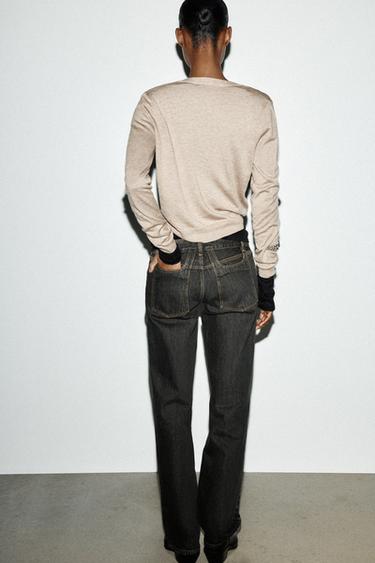 WOOL BLEND CARDIGAN WITH LONG SLEEVES - Mink by Zara - Image 3