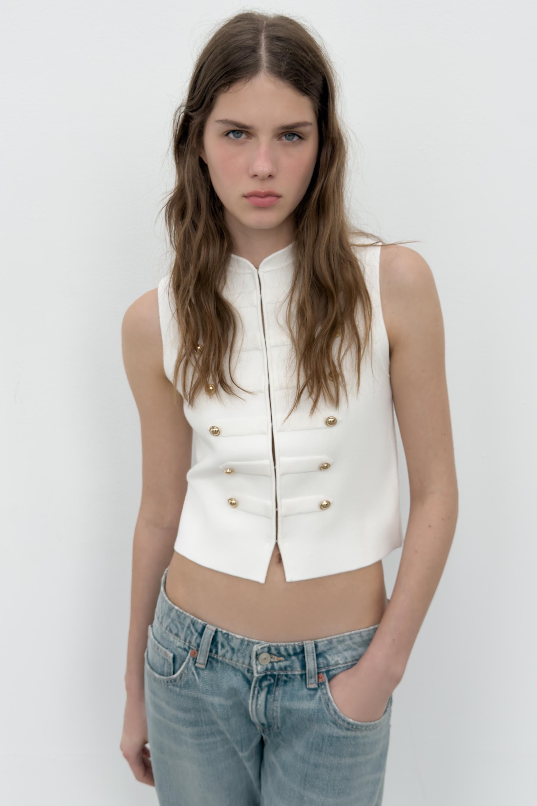 Женские жилеты Zara BUTTON VEST TOP — фото 2