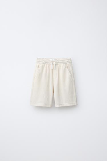 Zara TEXTURED RUSTIC SHORTS - Ecru