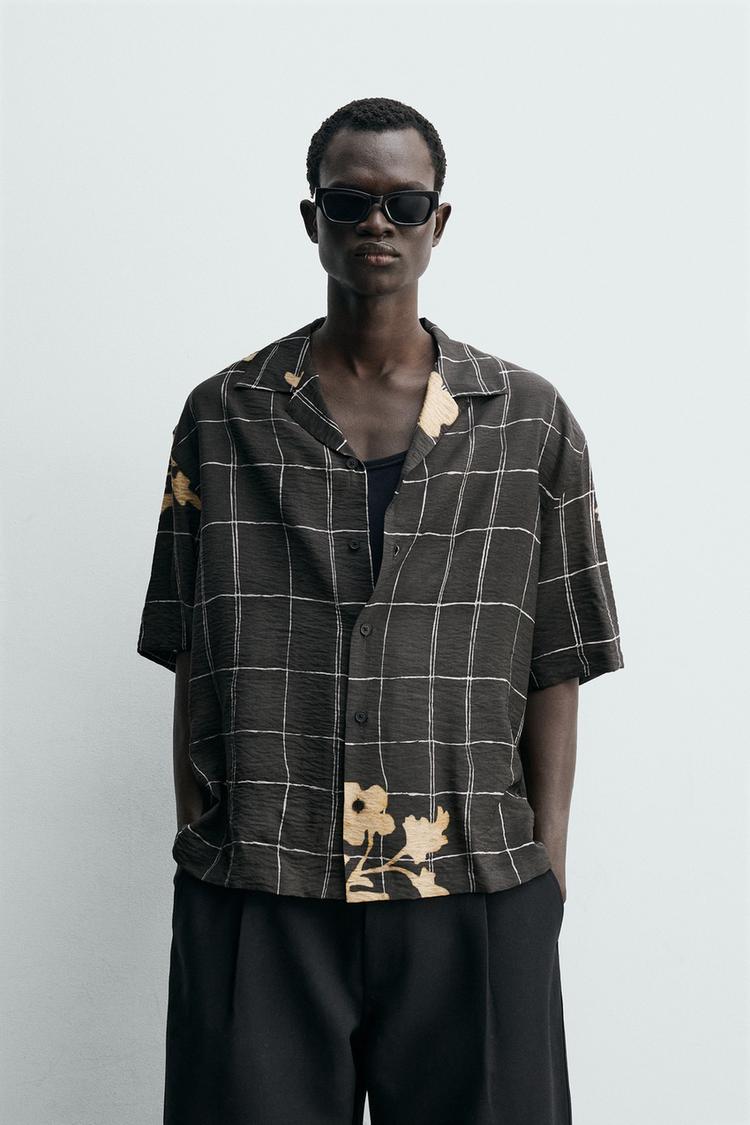 ZARA FLOWING CONTRAST PRINT SHIRT