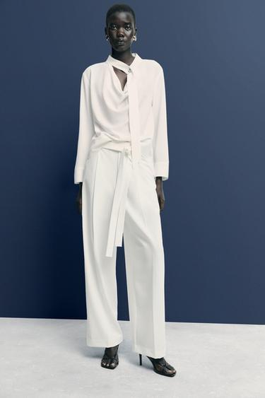 PANTALÓN CINTURÓN 50TH ANNIVERSARY - Blanco de Zara