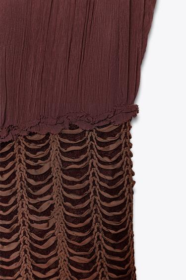 ZW COLLECTION EMBROIDERED WAIST DRESS - Aubergine by Zara - Image 7