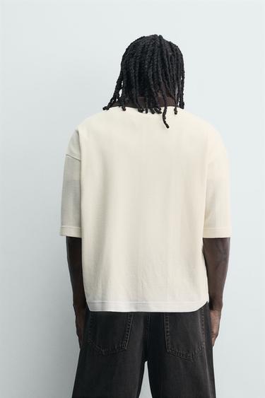 POLO RÉTRO FOOTBALL BRODERIES CONTRASTE - Blanc cassé de Zara - Image 2