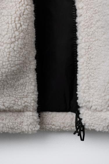 BLOUSON EFFET MOUTON ET NYLON - Blanc cassé de Zara - Image 7