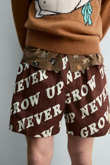 PETER PAN TEXT BOXERS HARRY LAMBERT FOR ZARA X DISNEY - Brown by Zara - Image 0