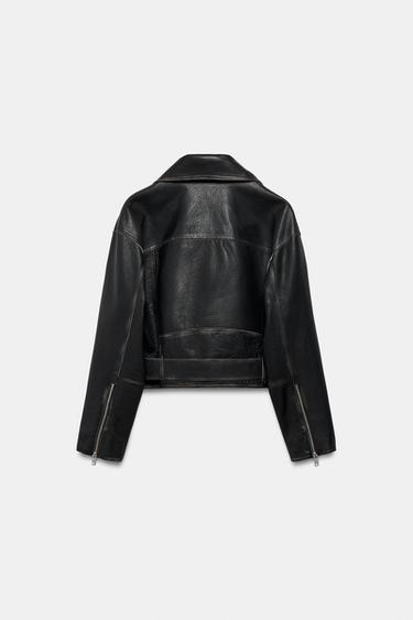 ZW COLLECTION LIMITED EDITION LEATHER BIKER JACKET - Black by Zara - Image 4