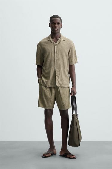 GEOMETRIC JACQUARD SHIRT - Light khaki by Zara - Image 0