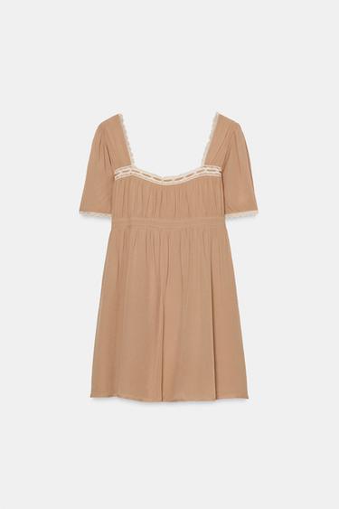ROBE COURTE EN DENTELLE - Rose pâle de Zara - Image 8