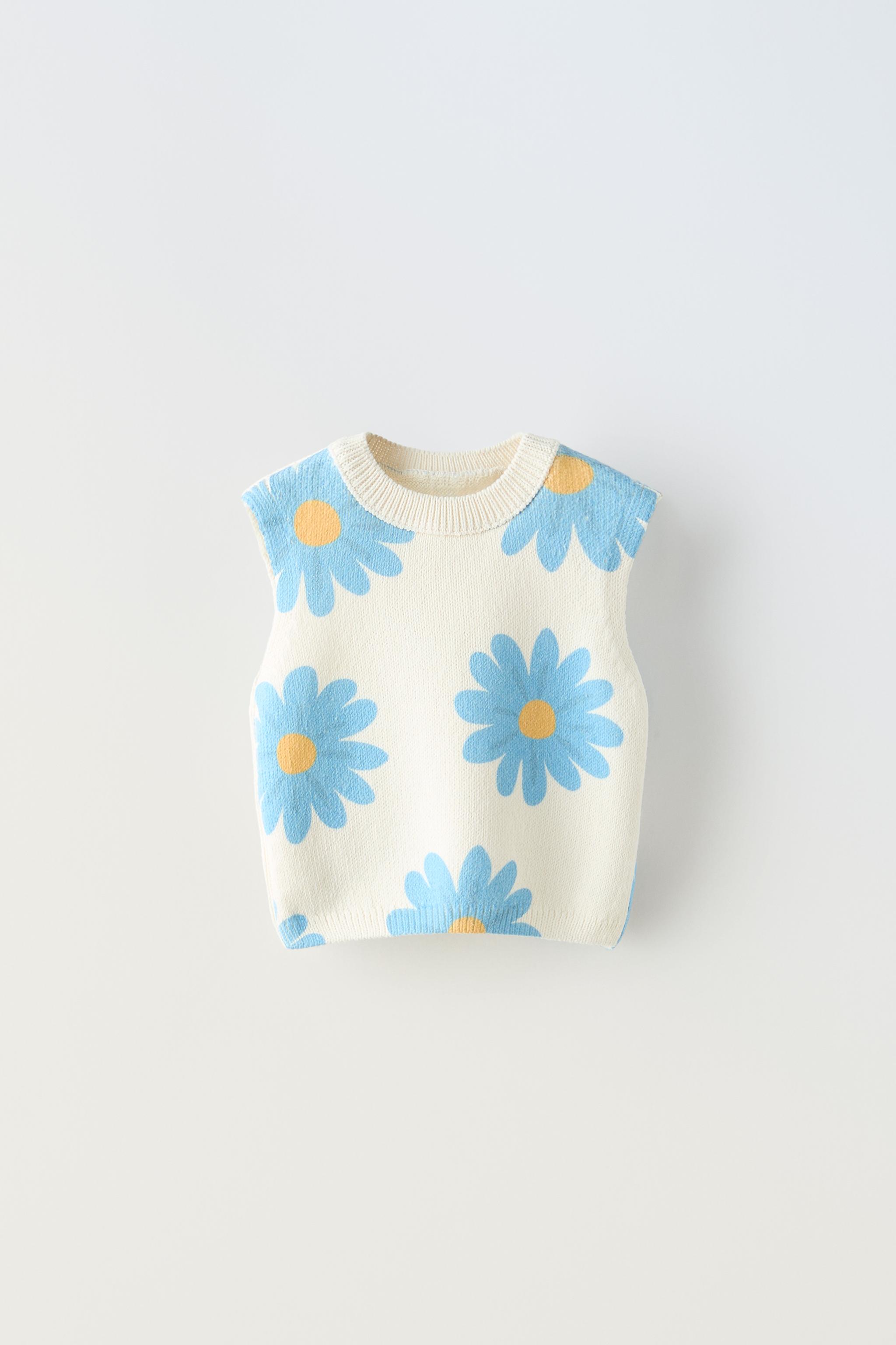 FLORAL PRINT KNIT TOP - Blue | ZARA United States