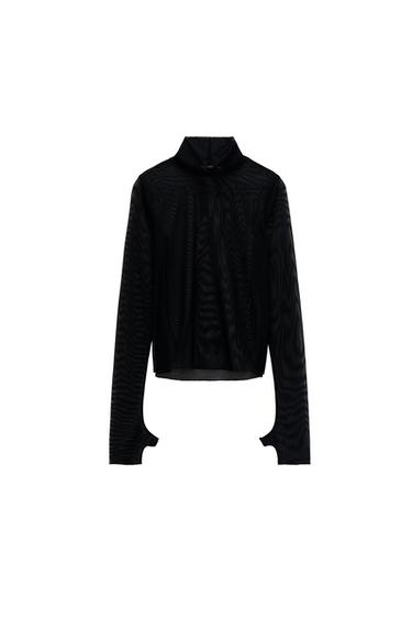 LONG SLEEVE TULLE T-SHIRT