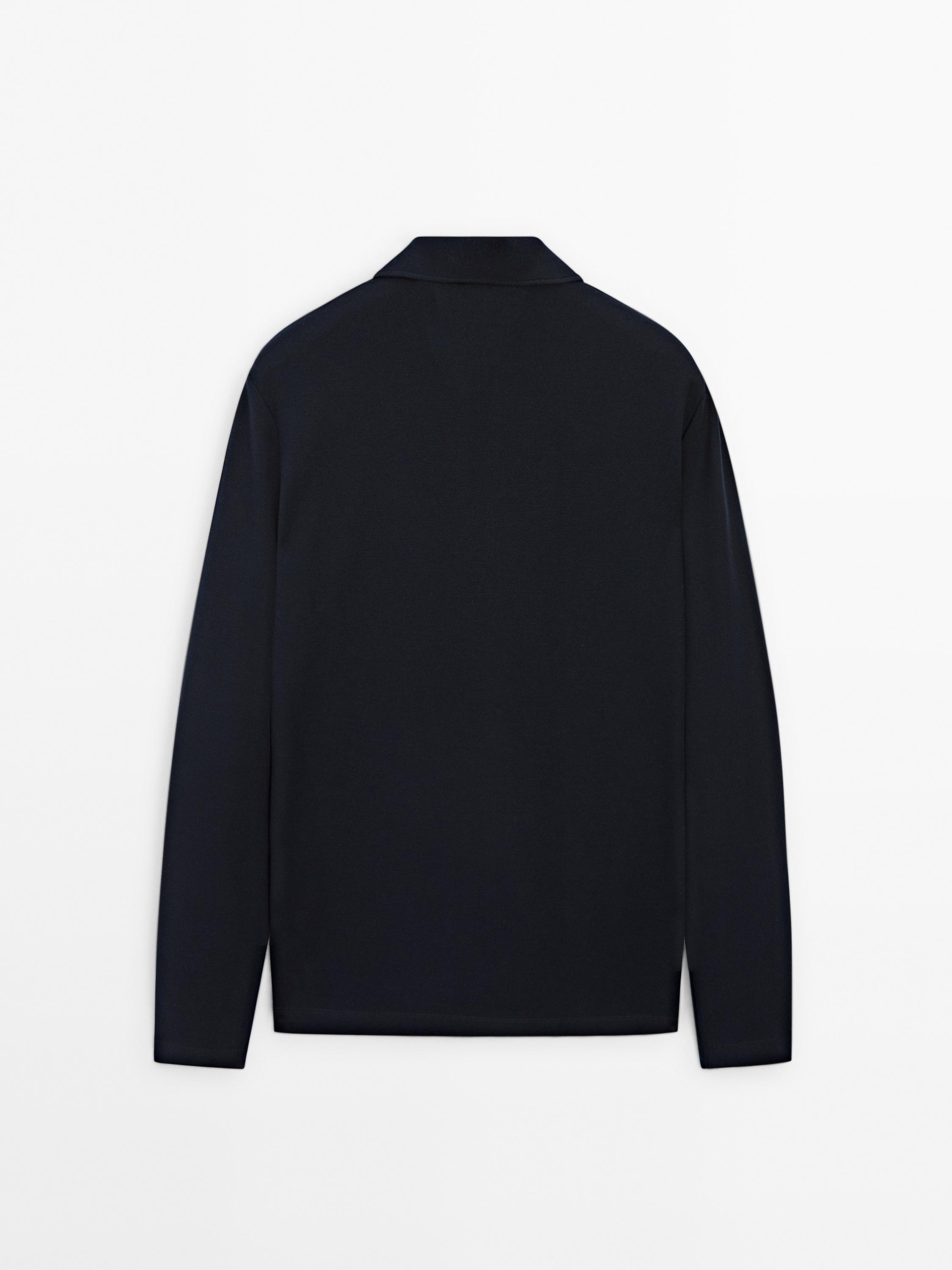 Cotton blend knit polo sweater - Black | ZARA United States