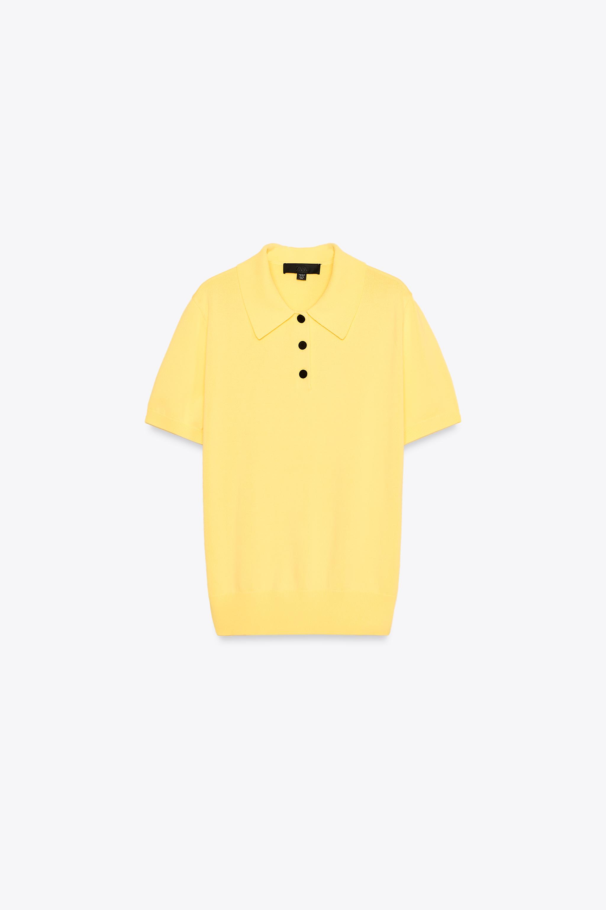 SHORT SLEEVE KNIT POLO TOP