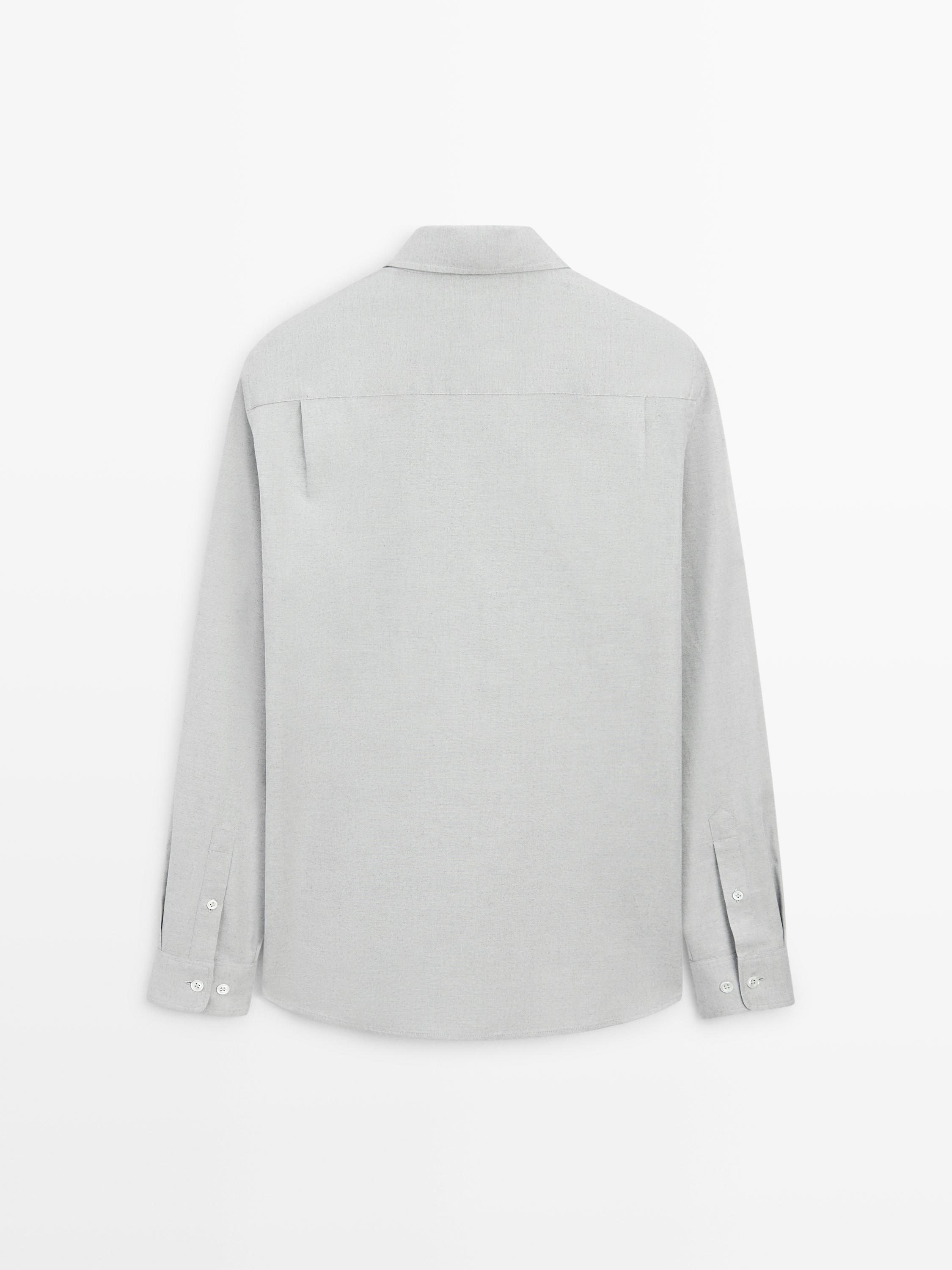 Regular fit cotton blend shirt